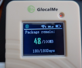 GlocalMe G1S Data Display